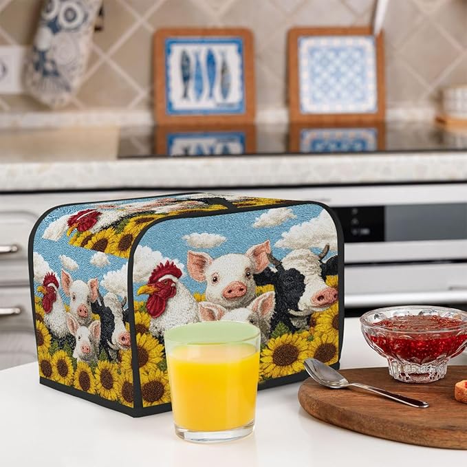 Cute Animal Sunflower 4 Slice Toaster Cover Dust And Fingerprint Bread Maker Cover Bakeware Protector Washable Appliance Covers Kitchen Accessories For Home Kitchen Women Gift