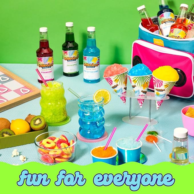 Hawaiian Shaved Ice Sour Green Apple Syrup - Nut Soy Dairy Free - Flavor Fluffy & Crunchy Snow Cones - Shelf Stable - Makes 8 Servings - 16 ounces