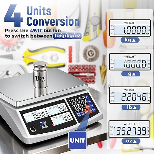 Industrial Counting Scale 30kg/66lb x 0.1g Precision Bench Scale Digital Inventory Counting Weight Scale for Small Parts and Coins, Electronic Gram Scale with Batteries/AC Power, lb/g/kg/oz