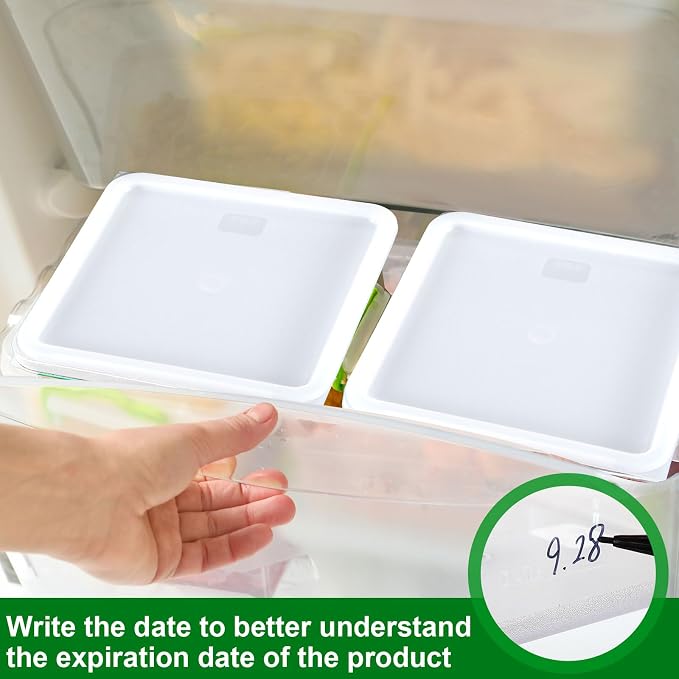 FoldTier 2 Pieces Square Food Storage Containers Polycarbonate Clear food Container with Lid Commercial Storage with Graduations for Commercial Kitchen Dough Marinating Meat (White,18 Qt)