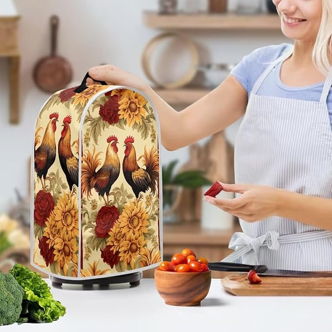 Rooster Toaster and Blender Cover Set Washable Coffee Maker Appliance Covers Sunflower Kitchen Accessories Size S