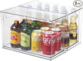 Fridge Drawer Pull Out Stackable Bins, Clear Refrigerator Stackable Organizers, Fridge Organizer Storage for Kitchen, Pantry, Vegetables, Fruits (2 Tall)