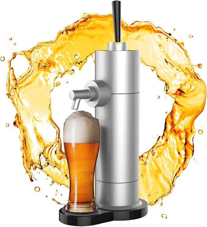 Beer Draft Dispenser,Beer Foam Machine,Canned Beer Draft System,Beer Foam Maker,Beer Tap,Mini Kegerator,Converts Any Can Into Draft for Beer Bars,A Great Gift for Beer Lovers,Silver