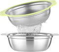 Colander Stainless Steel Microporous, 5QT Large Capacity Rice Washer with Mixing Bowl, 12.5’’Rice Strainer Bowl Set with Handle, Food-Grade Strainers and Colanders for Washing Rice, Pasta