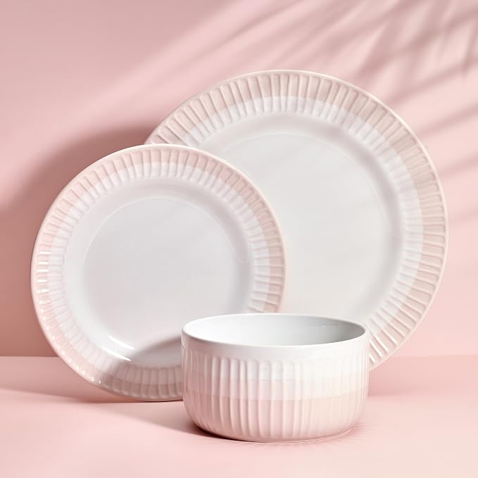 Rising Up 12 Piece Dinnerware Set, Service for 4, Blush