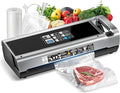 Food Vacuum Sealer Machine, 95KPa Powerful Food Saver with Dry/Moist/External Vacuum Modes, Built-in Cutter & Bag Storage, Single/Double Sealing, 1 Bag & 15 Pre-cut Bags（Silver）