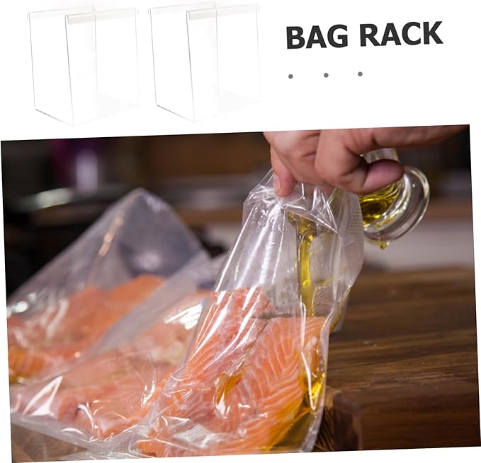 LIFKOME Space-saving Food Storage Bag Holder Stand Acrylic Prep Bag Rack Zipper for Easy Filling and Pouring