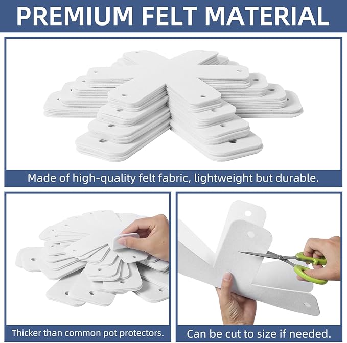 Pot and Pan Protectors, Set of 24 and 4 Different Sizes (10" 12" 14" 16") Felt Pan Separators Pads Pot Dividers Pads for Stacking and Protecting Pots and Pans, White