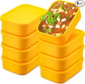 Nuogo 8 Pcs 2 Cup Silicone Freezer Trays with Lid Silicone Soup Freezer Molds Rectangle Soup Containers Reusable Food Preserving Tray Freezing Ice Trays for Soups Sauces Stews(Yellow)
