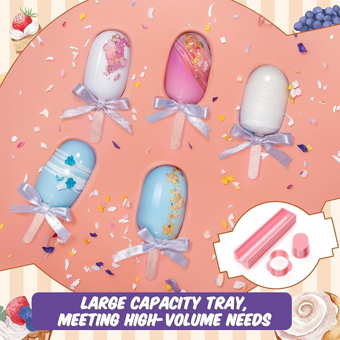 Cakesicle Cutter, Cakesicle Mold Set with 9in Tray, Cake Pop Mold with 100 Sticks, 100 Bags and 100 Ribbons, Baking Tools for Baby Shower Home Birthday Parties Wedding Desserts