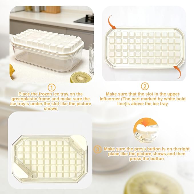 Mini Ice Cube Trays with Lids, Making 100 pcs ice Cube Trays for Freezer for Chilling Cocktail Whiskey Coffee Include 2 Trays and Storage Container, BPA Free, Press Easy Release