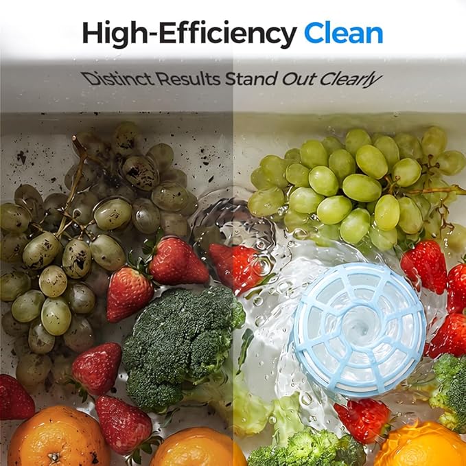 2-in-1 Fruit and Vegetable Washing Machine, 2026 Upgraded Upgraded Fruit Cleaner Device Waterproof, for Berries & Meat, with Titanium Electrolysis Purification for Home Kitchen (Blue)