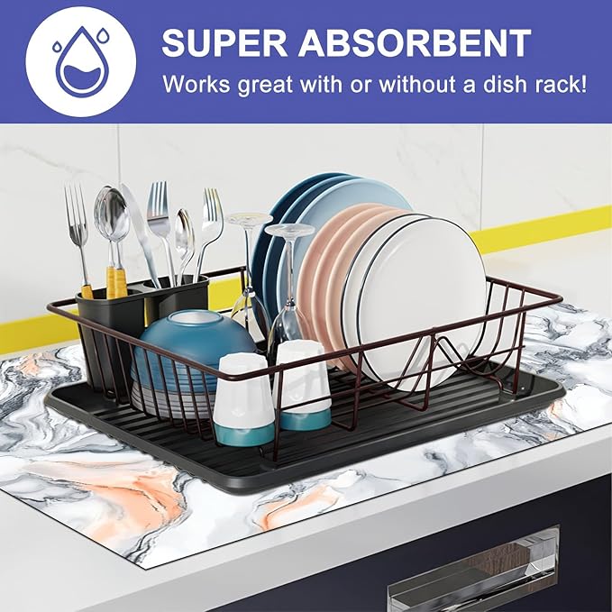 HOMETITUTE Stove Top Cover Diatomite Mat 28x20 Inch Marble Stovetop Covers Protector Heat Resistant Coffee Mat Kitchen Countertop Pad Laundry Surface Cooktop Cover Decor