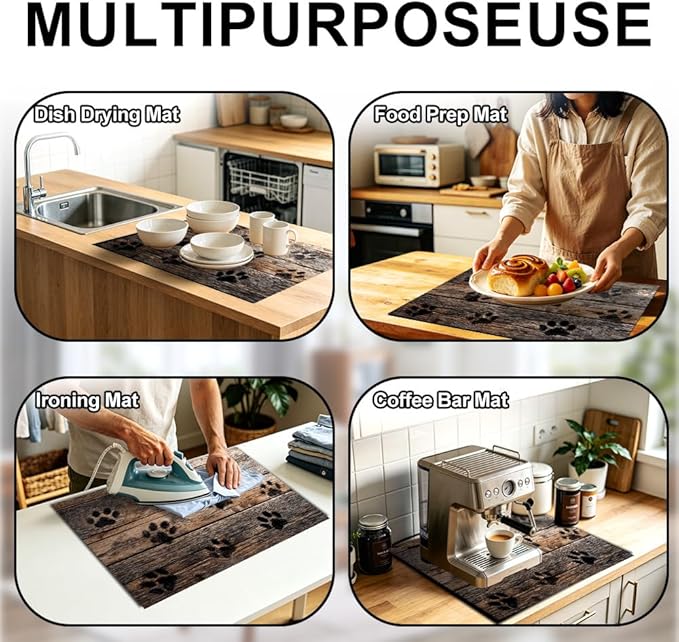 Stove Top Cover for Electric Stove 28.35 x 20.47 Inch Non Slip Stove Mat Rustic Paw Print Glass Cooktop Protector Kitchen Counter Mat