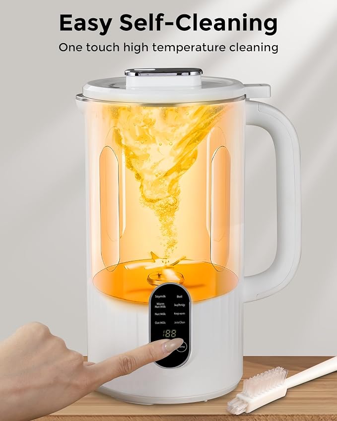 Kuhuz Nut Milk Maker,32oz Automatic Soy Milk Machine For Homemade Almond,Oat,Coconut Plant Based & Non-Dairy Beverages,12H Time Delay,Auto-Clean,Keep Warm,White