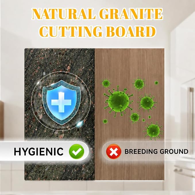 Koville Granite Cutting Board for Kitchen, 20x16 Inches Large Stone Slab Cheese Board, Rectangular Serving Board for Baking Charcuterie Pastry, Marble Cuttiing Board for Countertop(Green)