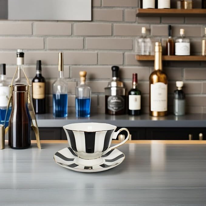 UPKOCH Polka Dot Cup and Saucer Set Ceramic Coffee Mug with Matching Dish 5.51X5.51X2.95 Inch European Style Cup for Latte Cappuccino Tea and Morning Snacks
