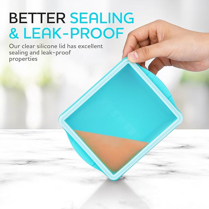 Xomoo Silicone Freezer Tray With Lid - Soup Freezer Container molds - Large Ice Cube Tray- makes 8 perfect 1-Cup & 2-Cup Ice cube Molds Food Soups Storage Containers - Oven & Dishwasher -Safe