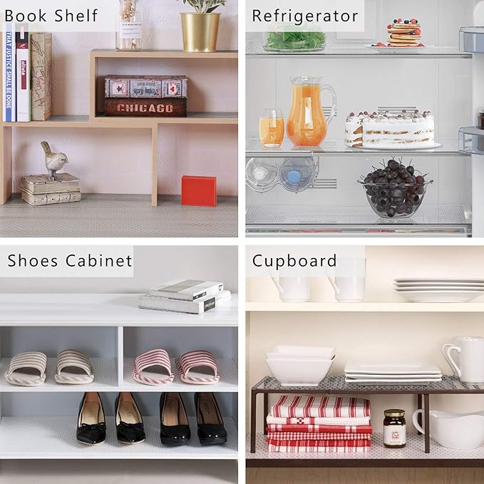 HooTown Refrigerator, Fridge Shelf Liners and Drawer Mats 11.8 Inch Wide x 78.7 Inch Long, Non Adhesive EVA Plastic Washable Waterproof Pads for Kitchen Cabinet, Pantry Closet, Cupboard, Transparent