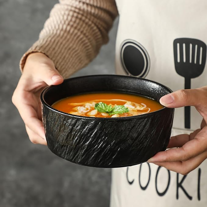 Ceramic Dinnerware set with Mugs for 4, 20 pcs, Dish set for 4 | Porcelain Plates and Bowls Cup Set for Kitchen, Black Dishware Sets Stoneware Dinner Plates Sets Platos de Cocina Vajilla