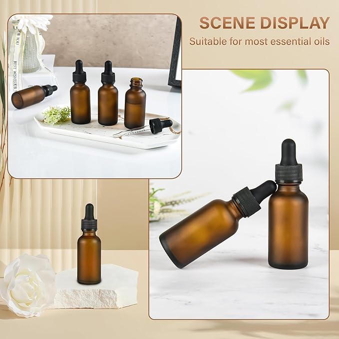 NOOEEISS 12 Pcs, 1oz Dropper Bottle, Amber Glass Eye Dropper Bottle, Tincture Bottles with Dropper, Pretty Finish, Leak-Proof Design, Stronger Suction for All Kinds of Mixed Liquids