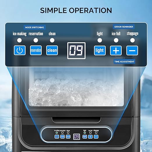 ROVSUN 70LBS/24H Countertop Ice Maker with 2 Water Inlets & Appointment Function, Freestanding Ice Machine with 11lbs Storage Bin, Ice Scoop, Drain Pipe & Water Filter (Black)