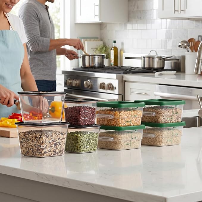 8 Pack Food Storage Containers with Lids；BPA-Free Cereal, Rice, Flour, Pasta & Snack Container, Stackable & Durable,Kitchen Pantry Organizer （0.95qt+1.5qt+2.2qt+3.2qt+4 * 8qt）