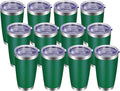 VEGOND 20oz Tumbler with Lid and Straw Stainless Steel Tumbler Cup Bulk Vacuum Insulated Double Wall Travel Coffee Mug Powder Coated Coffee Cup, Dark Green, 12 Pack