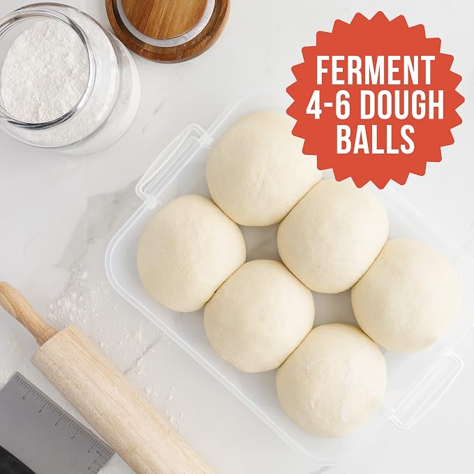 Chef Pomodoro Pizza Dough Proofing Box 14x11 Dough Container Grey 2-Pack | Preparation Container With Lid, Fits 4-6 Proofing Balls; A Household Pizza And Bread Dough Tray With Convenient Carry Handle