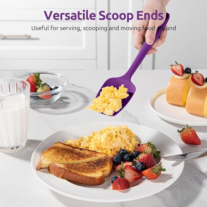 Spatulas Set of 6, Food Grade Silicone Spatulas Rubber Heat Resistant, Stainless Steel Core, Kitchen Utensils Nonstick for for Cooking, Baking and Mixing(purple)