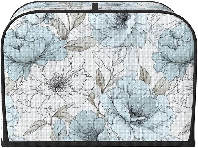 Toaster Cover 4 Slice Vintage Pastel Flower Peony Kitchen Small Appliance Covers with Pockets Dust and Fingerprint Protection