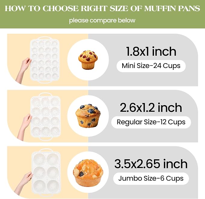 Silicone Muffin Pan with Metal Frame, Nonstick 12 Cup Regular Size Cupcake Pan, Silicone Muffin Tray for Baking Egg Bites Muffins Cupcakes Gifts for Mom Home Baker Kitchen (1 Pc, Cream)