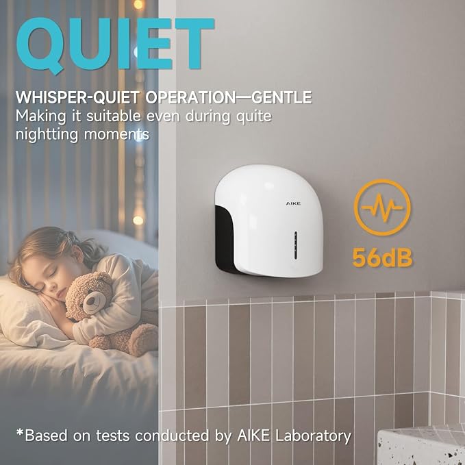 AIKE GentleAir Warm Hand Dryer& Automatic Soap Dispenser, Model AK2637 & AK1226S White