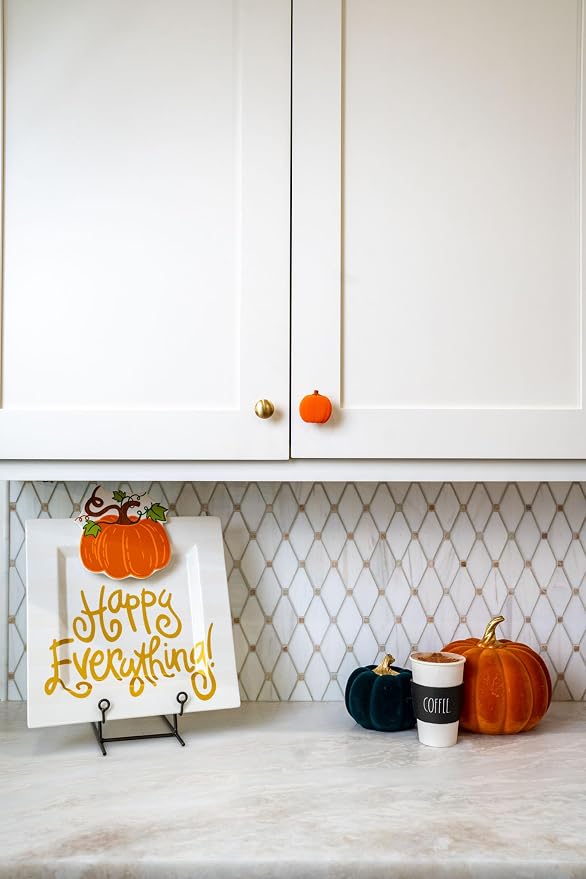 Knobēz: Decorative Knob Covers - Pumpkin - 12pk - Stretch Over Hardware Decorations, Cozy Seasonal Autumn Colors, Kitchen-Bathroom-Dressers-Home