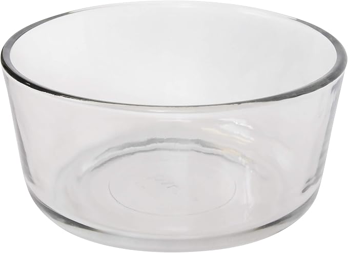 Pyrex 7201 4-Cup Glass Bowl & 7201-PC Puddle Gray Lid (4-Pack) - Made in USA