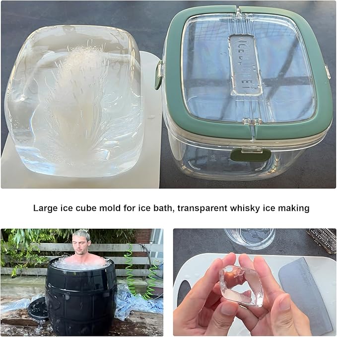 4QTS Ice Cube Storage Bin with Sealed Lid for Freezer Clear Ice Bucket w/ Tong for Bar Hotel Refrigerator Containers for Home Beverage Cooler for Whiskey Wine Beers Party Outdoor 8.5*6.6*7.4in