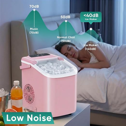 OLIXIS Countertop Ice Maker with Self-Cleaning, Portable Ice Maker Machine with Ice Scoop, 26Lbs/24H, 9 Cubes in 6 Mins, 2 Sizes of Bullet Ice for Home, Kitchen, Office