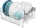 GSlife Small in Sink Dish Drying Rack - Stainless Steel Compact Dish Drainer for RV Kitchen Apartment Sink, Rust Resistant Inside Sink Rack, 1–2 Person Households, 13.1" W x 14.4" L, Silver
