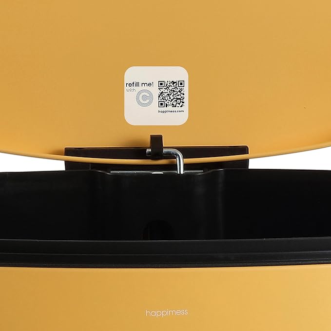 happimess HPM1006L Connor Rectangular 13-Gallon Trash Can with Soft-Close Lid and Free Mini Trash Can, Fingerprint Resistant, Modern, Minimalistic for Home, Kitchen, Office, Bathroom, Daffodil Yellow