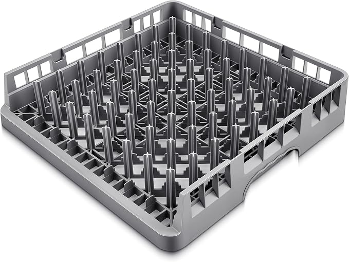 Aurelema Commercial Dishwasher Tray Rack, Commercial Dish Drying Rack, Polypropylene Full Size Flatware Tray for Hotel Canteen Kitchen Restaurant Tableware Plate and Bowl(Peg Dish Opening,Gray,1 Pack)