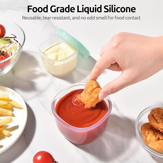 U-Taste 28"x20" Large Food-Grade Liquid Silicone Pastry Mat and 3oz 6oz Small Storage Containers Food Grade Liquid-Silicone Freezer Box Set of 4 (Aqua Sky)