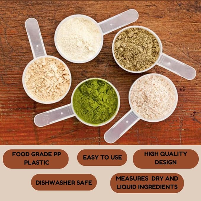Plastic Measuring Scoop, 1/2 Tablespoon (7.5 cc | 1.5 tsp | 7.5 mL) Long Handle Spoons for Powders, Granules, Coffee, Pet Food, Baking Supplies, Protein and Other Dry Goods, BPA Free (Set of 500)