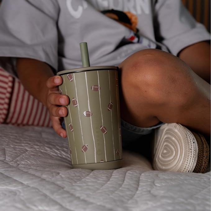 HydroJug Everyday Tumbler 14 oz, Ceramic-Lined Straw Cup, Football