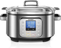 HOUSNAT Slow Cooker, 10 in 1 Programmable Slow Cooker 6QT 304 Stainless Steel Inner Pot, Multi-Cooker with Rice, Yogurt, Sauté, Steam, Delay Start & Adjustable Temp – for Large Families & Entertaining