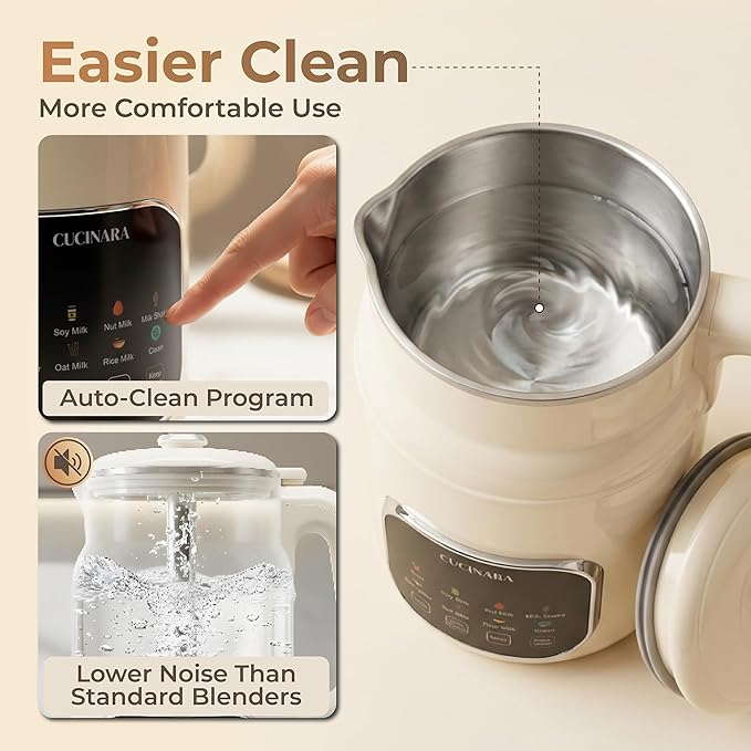 Nut Milk Maker Machine, 59oz – 8-in-1 Almond, Oat, Soy, Rice & Cashew Milk Maker | No Pre-Soaking | 24H Timer, Auto-Clean, 304 Stainless Steel, BPA-Free