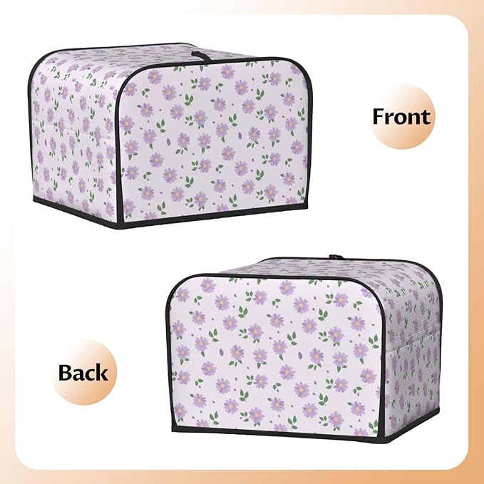 Toaster Cover 4 Slice Pastel Purple Daisy Flower pattern Kitchen Small Appliance Covers with Pockets Dust and Fingerprint Protection