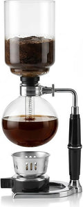 Siphon Coffee Maker, 20 oz Glass Vacuum Brewer with Cloth Filter | Borosilicate glass, reusable cloth filter, alcohol burner, hands-on siphon brewing, rich small-batch coffee