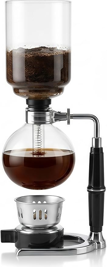 Siphon Coffee Maker, 20 oz Glass Vacuum Brewer with Cloth Filter | Borosilicate glass, reusable cloth filter, alcohol burner, hands-on siphon brewing, rich small-batch coffee