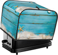 Seashells Starfish Blue Wood Covers for 4 Slice Toasters,Cute Country Bread Machine Cover with Handle,Washable Stain Resistant Kitchen Small Appliance Cover Dining Decor