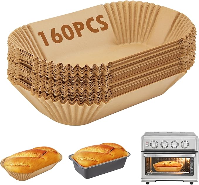 160Pcs Loaf Pan Liners 9x5 Inch+200PCS Air Fryer Liners Disposable 8 Inch